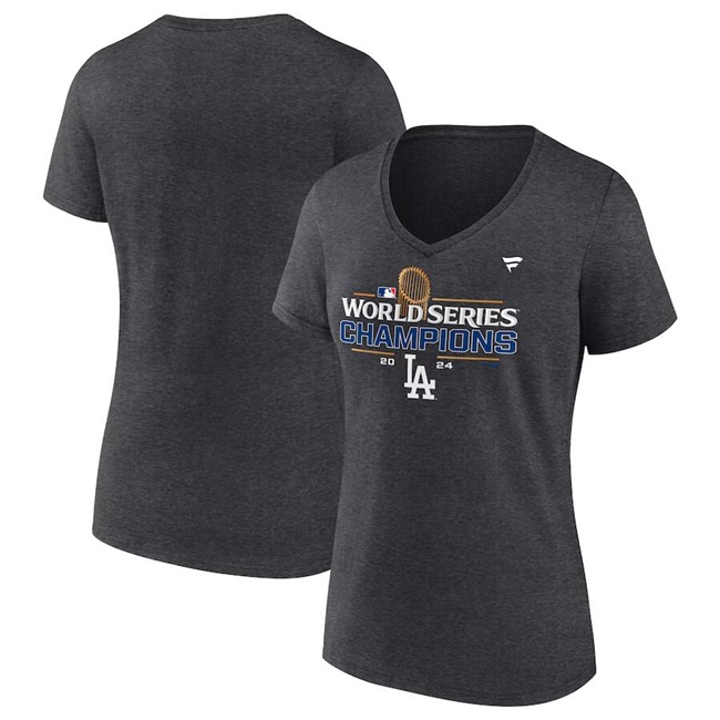 Women's Los Angeles Dodgers Heather Charcoal Big & Tall 2024 World Series Champions Locker Room T-Shirt(Run Small) Women's Los Angeles Dodgers Heather Charcoal Big & Tall 2024 World Series Champions Locker Room T-Shirt(Run Small)